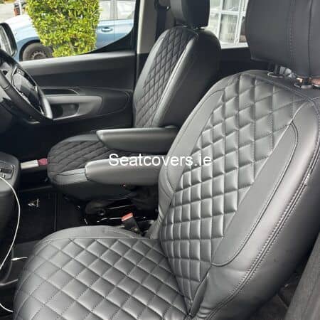 Opel Combo 2021-2026 - 5 seater Wheelchair Taxi - Black Ecoleather - Diamond Design with Black threads & just driver seat half leather